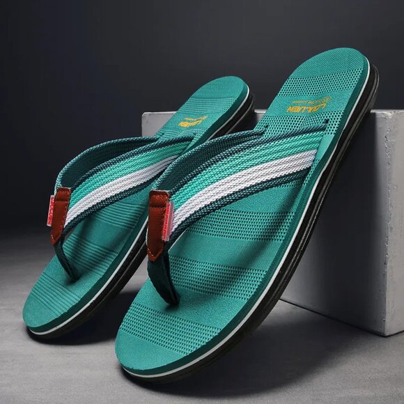 Men's EVA Summer Fashion Outdoor Casual Non-Slip Flat Beach Flip-Flops Green 8.5 - Picture 2 of 3